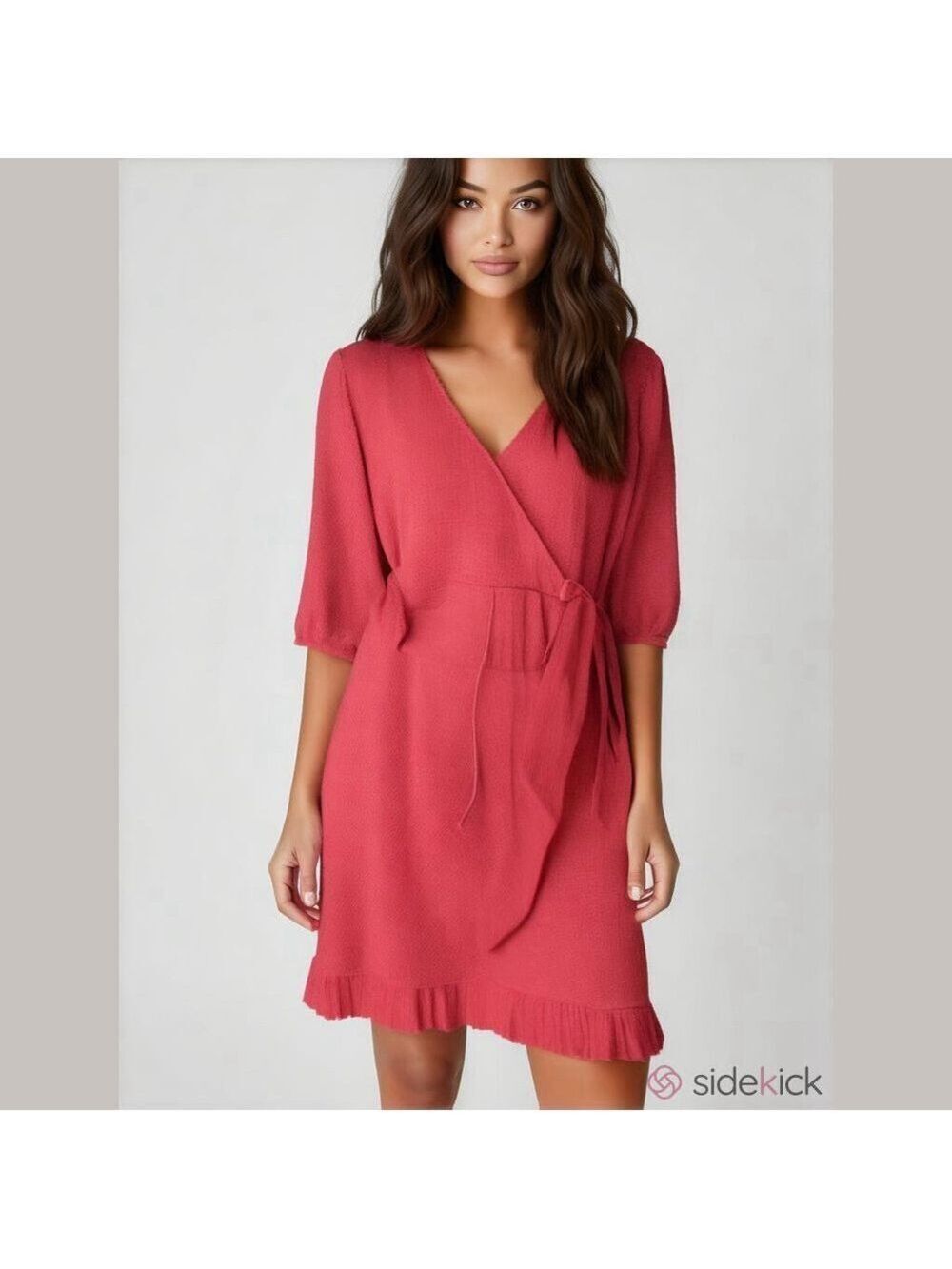 Cato Textured Pink Wrap Dress Large